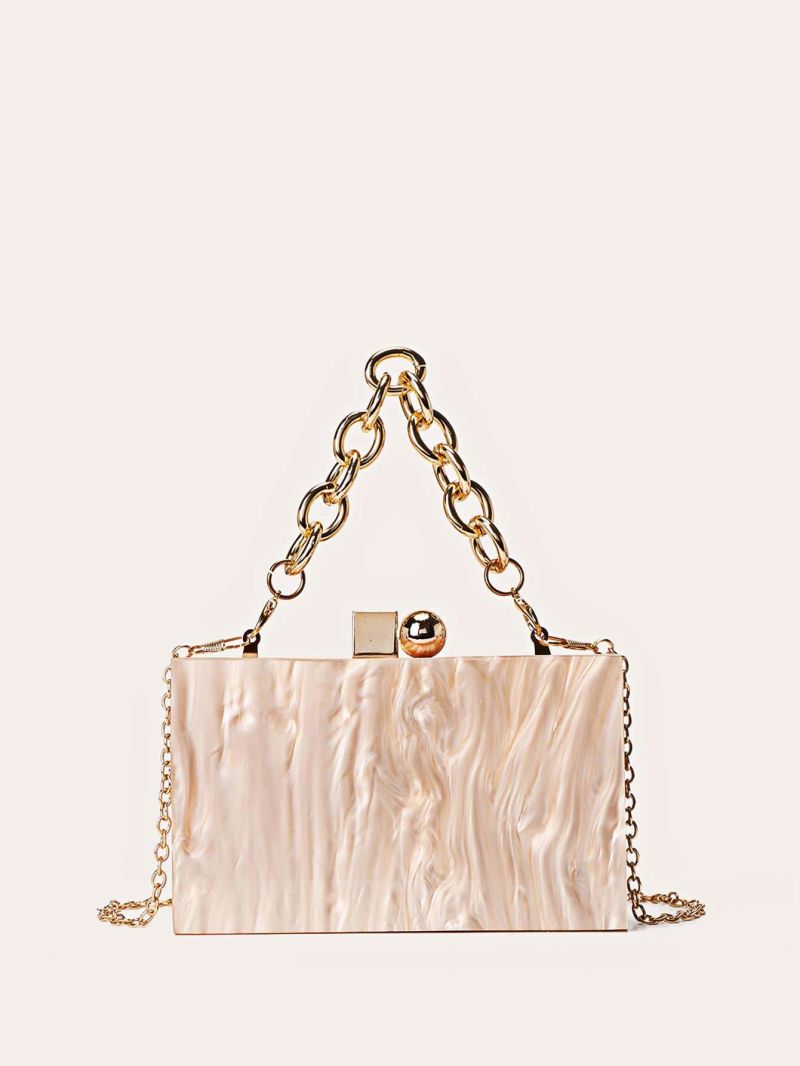 Marble Graphic Box Bag Mini Chain Strap