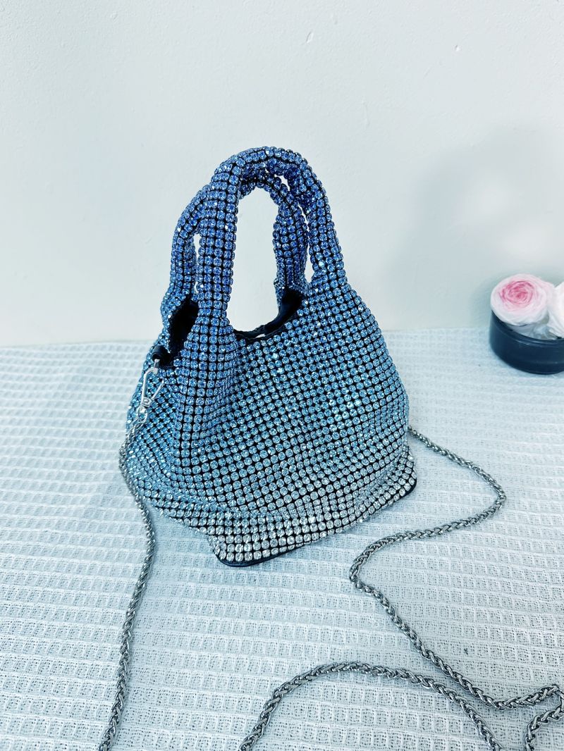 Mini Bucket Bag Rhinestone Decor Chain Glamorous