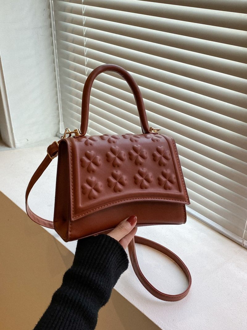 New Mini Solid Four Leaf Grass Embossed Women's Handbag Oblique Shoulder Bag