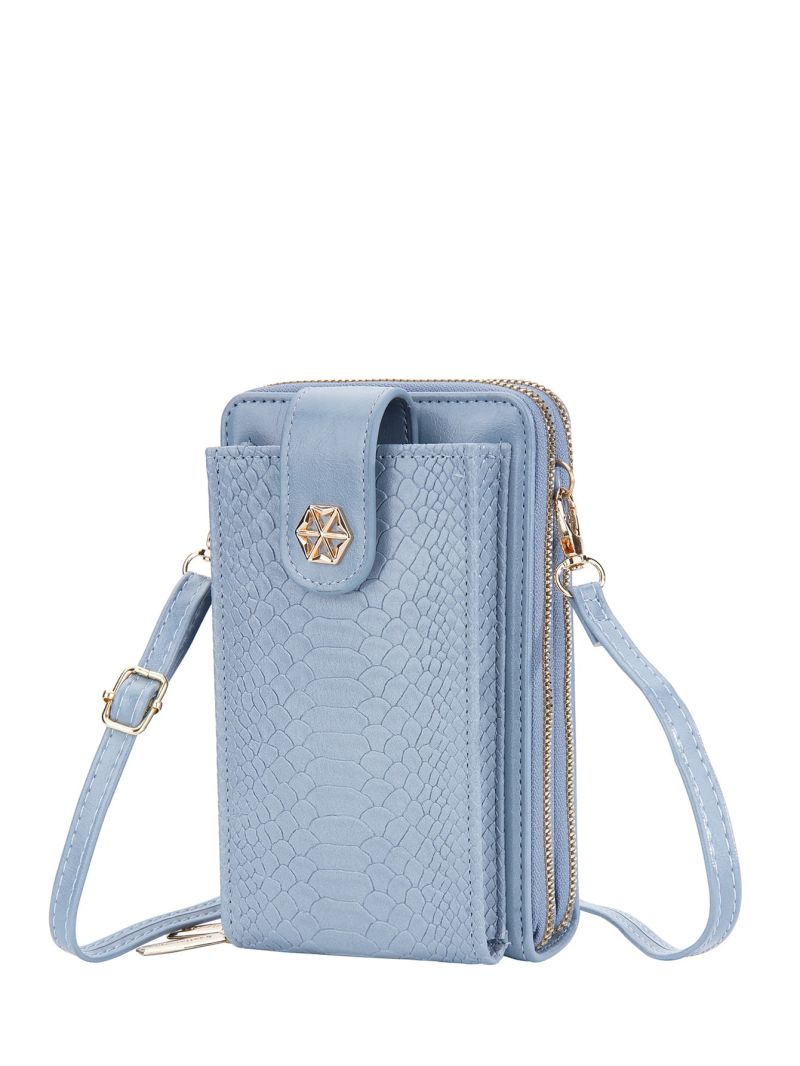 Crocodile Embossed Phone Wallet Dusty Pink Fashionable Pocket Front For Daily