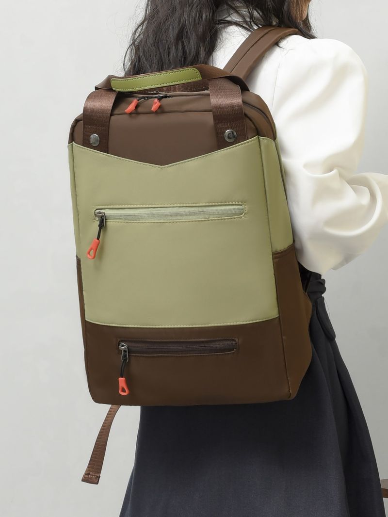 Two Tone Laptop Backpack Casual Multi Zipper