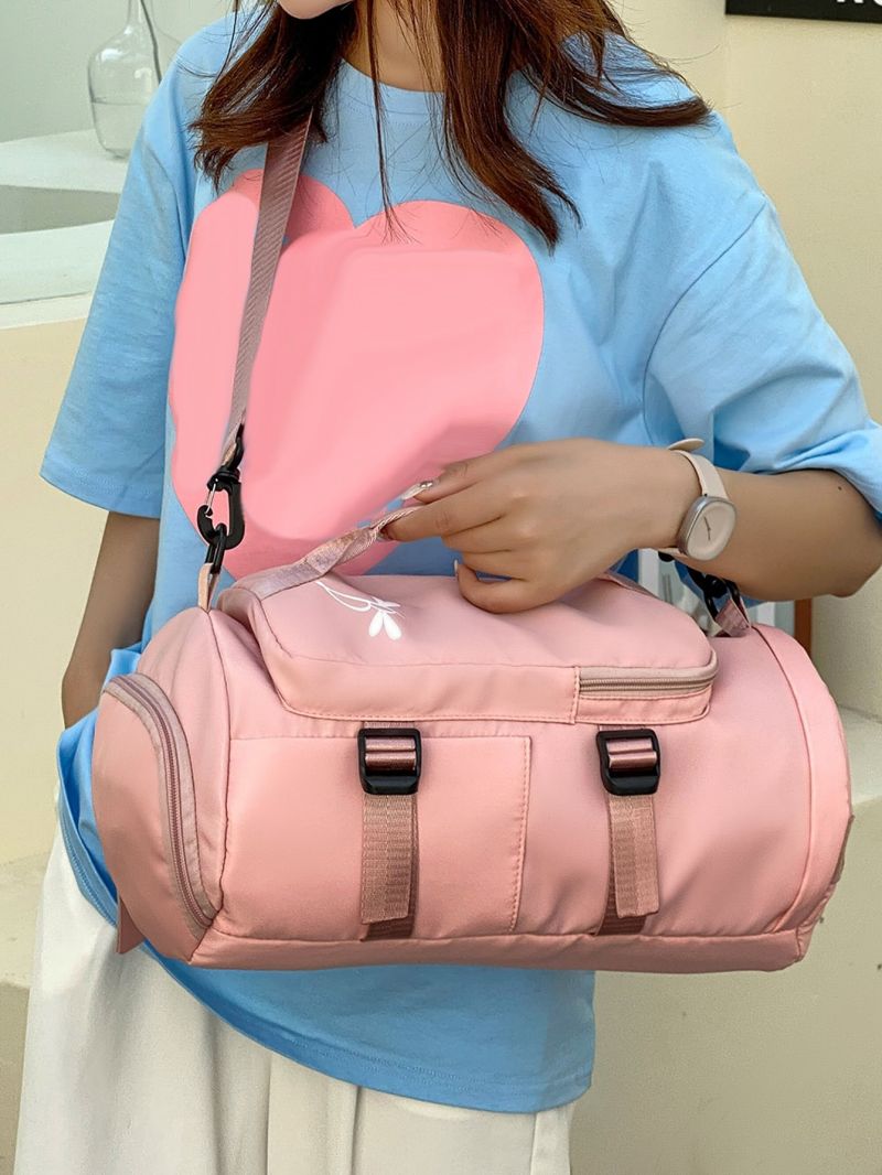 Pink Travel Bag Buckle Decor Sporty