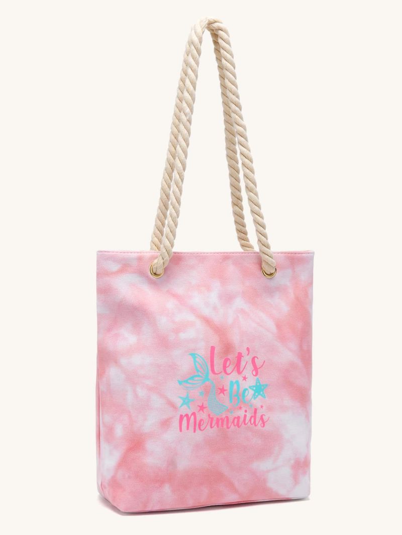 Tie Dye & Slogan Graphic Shopper Bag Polyester
