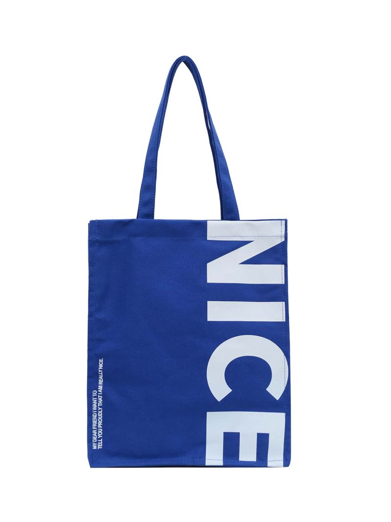Slogan Graphic Shopper Bag Canvas Preppy