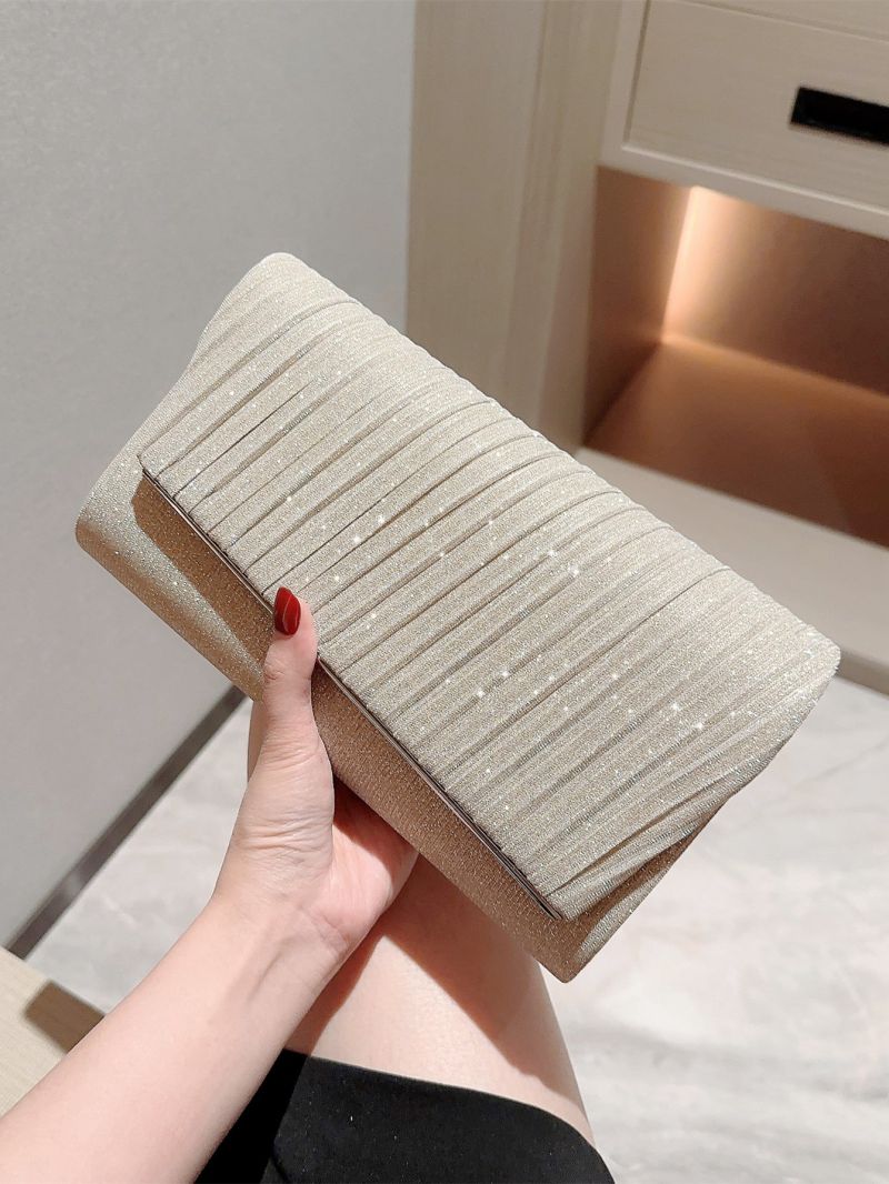 Pleated Envelope Bag Glitter Glamorous, Perfect Bride Purse For Wedding, Prom & Party Events