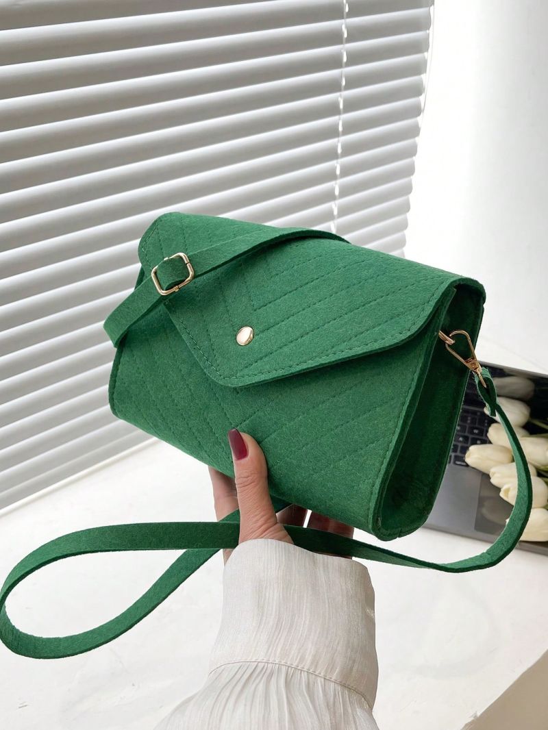 Small Crossbody Bag Chevron Stitch Felt