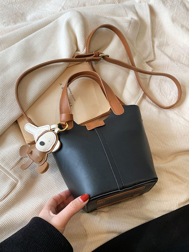 Small Bucket Bag Double Handle With Bag Charm