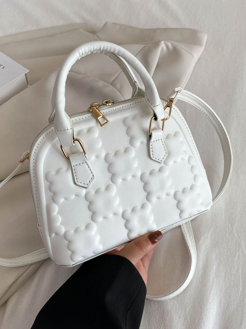 Small Dome Bag Geometric Embossed White