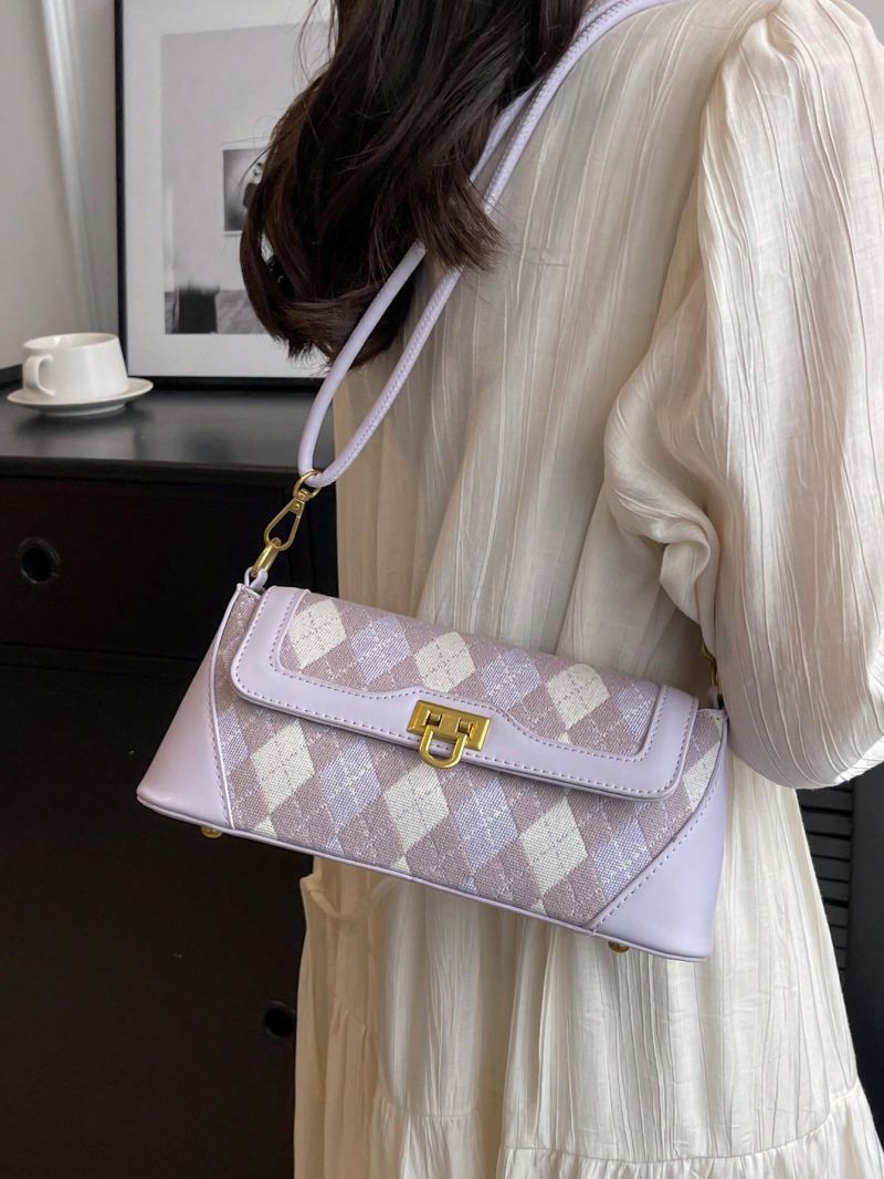 Medium Square Bag Argyle Pattern Flap Design