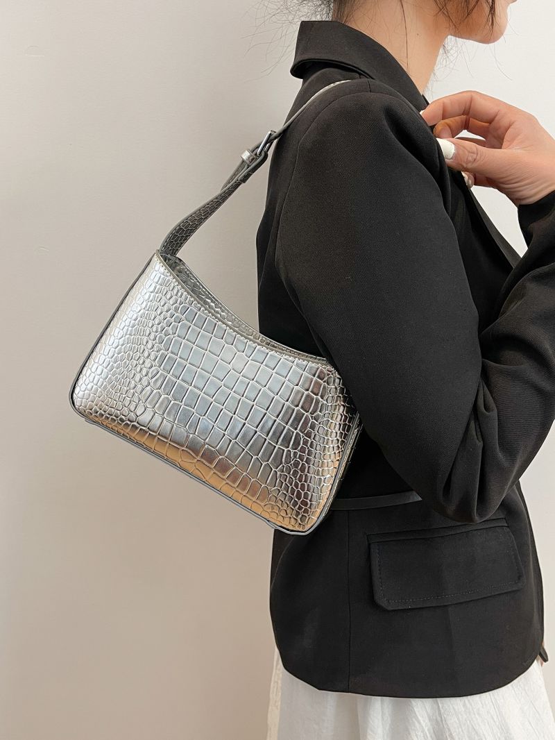 Crocodile Embossed Hobo Bag Small Funky