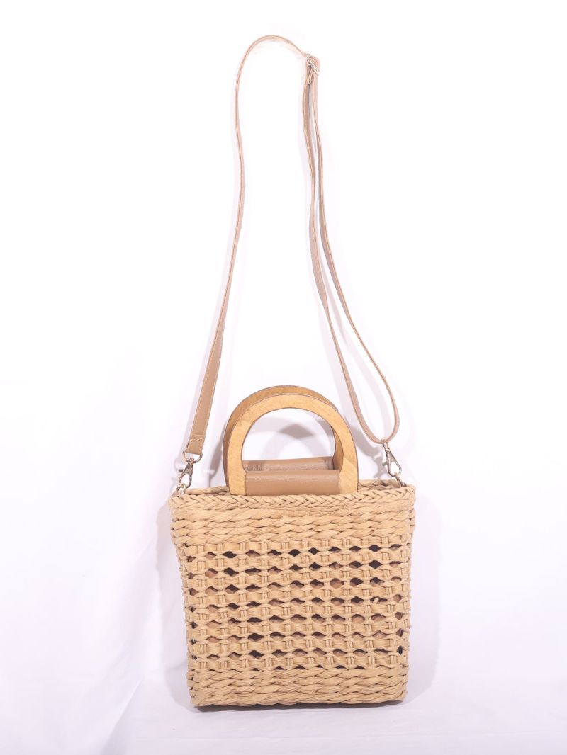 Minimalist Straw Bag Small Double Handle Vacation