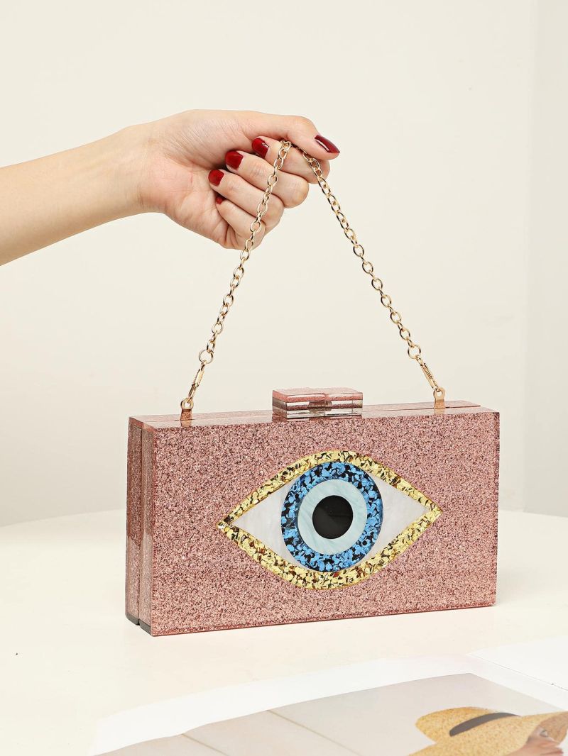 Sequins Silver Box Bag Acrylic Clutch Bag Glitter Purse Evening Handbag For Party