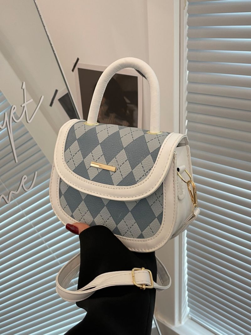 Mini Geometric Graphic Flap Saddle Bag Top Handle