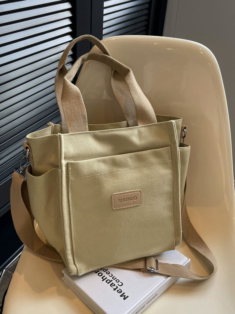 Letter Patch Square Bag Canvas Casual