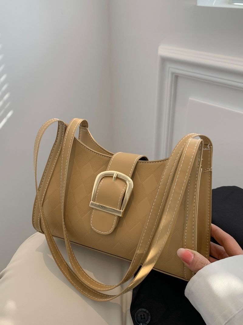 Geometric Embossed  Baguette Bag Buckle Decor