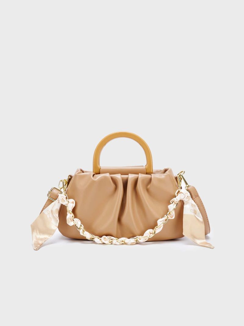 Medium Ruched Bag Twilly Scarf & Chain Decor