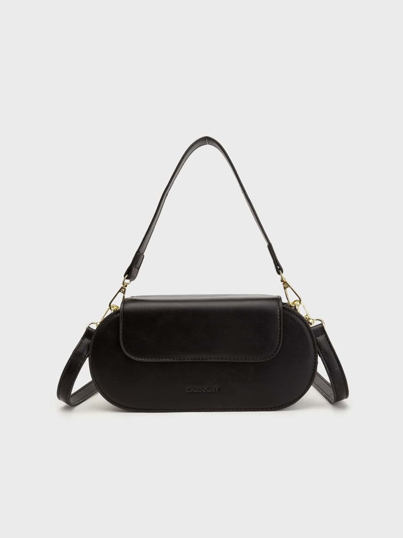 Small Shoulder Bag Solid Color Flap Letter Embossed Detail