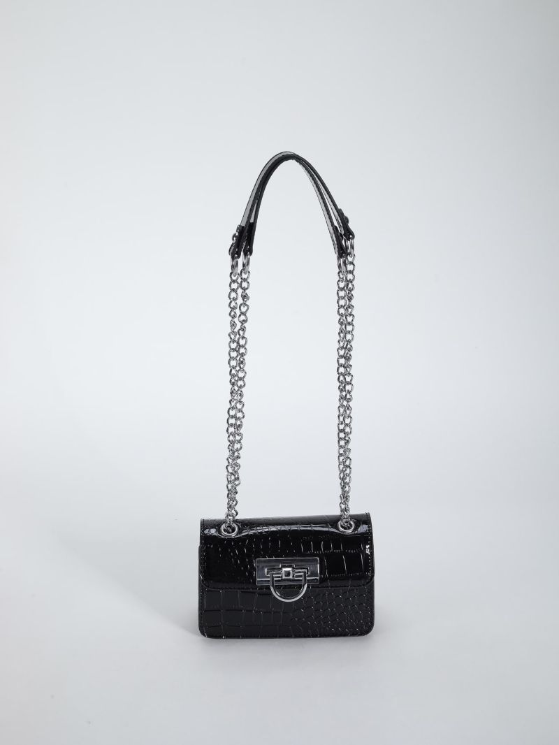 Mini Square Bag Chain Strap Flap Crocodile Embossed