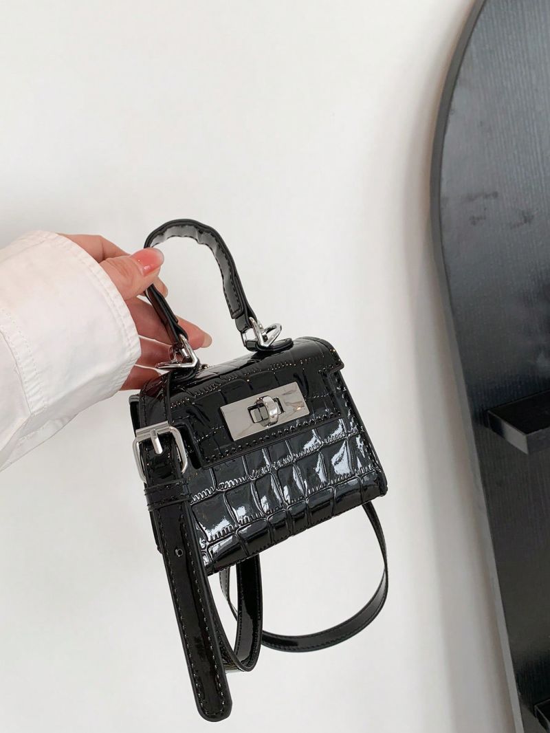 Mini Square Bag Crocodile Embossed Top Handle