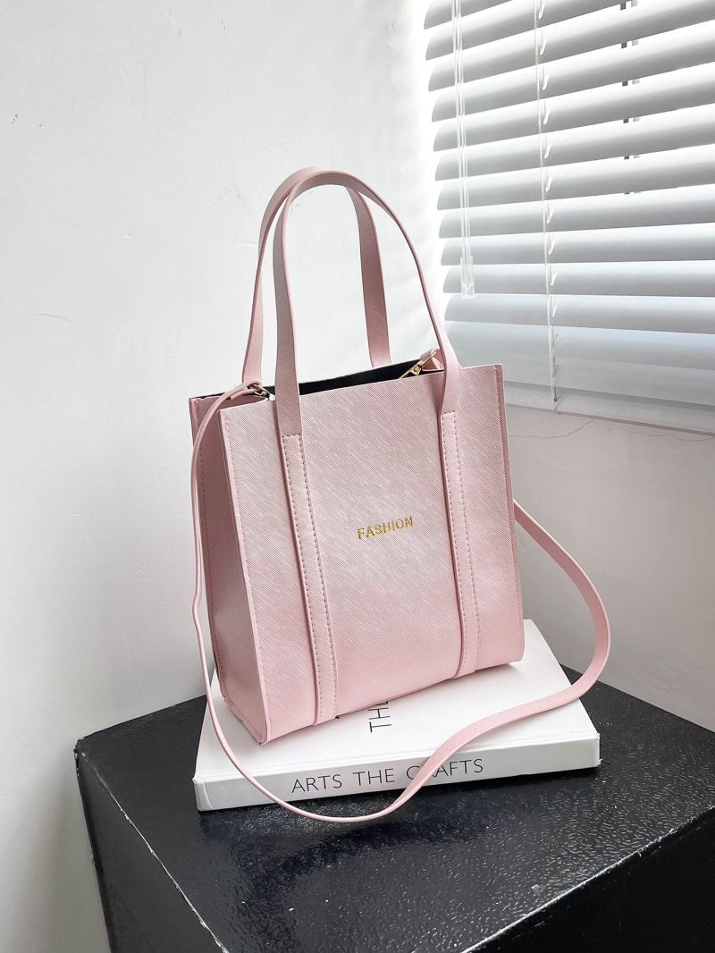 Mini Square Bag Baby Pink Letter Print Double Handle For Daily