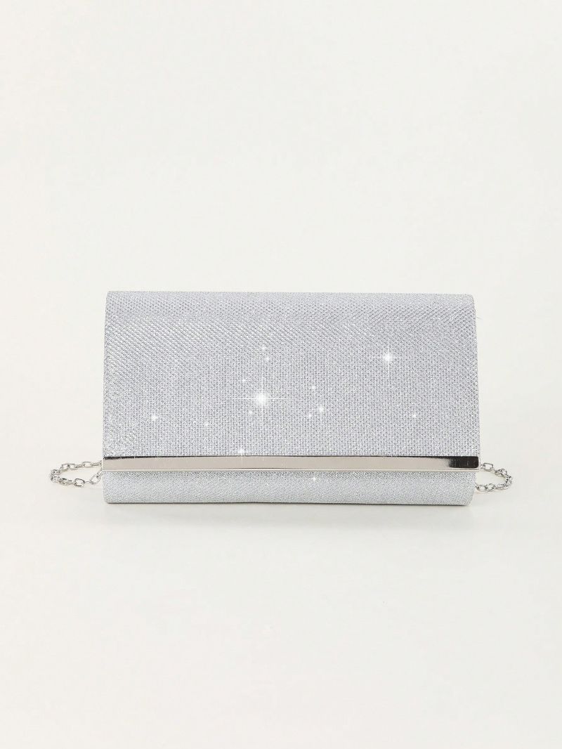 Small Envelope Bag Glamorous Magnetic Flap Chain Glitter, Perfect Bride Purse For Wedding, Prom & Party Events