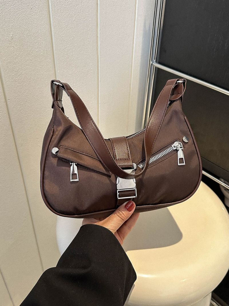 Small Hobo Bag Release Buckle Decor