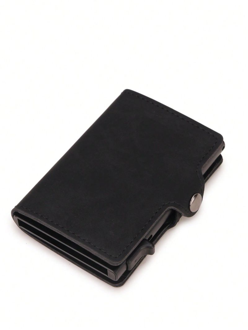 Black Card Holder RFID Automatic Pop-up Fashionable PU