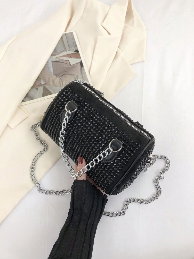 Small Boston Bag Studded Decor Chain Strap