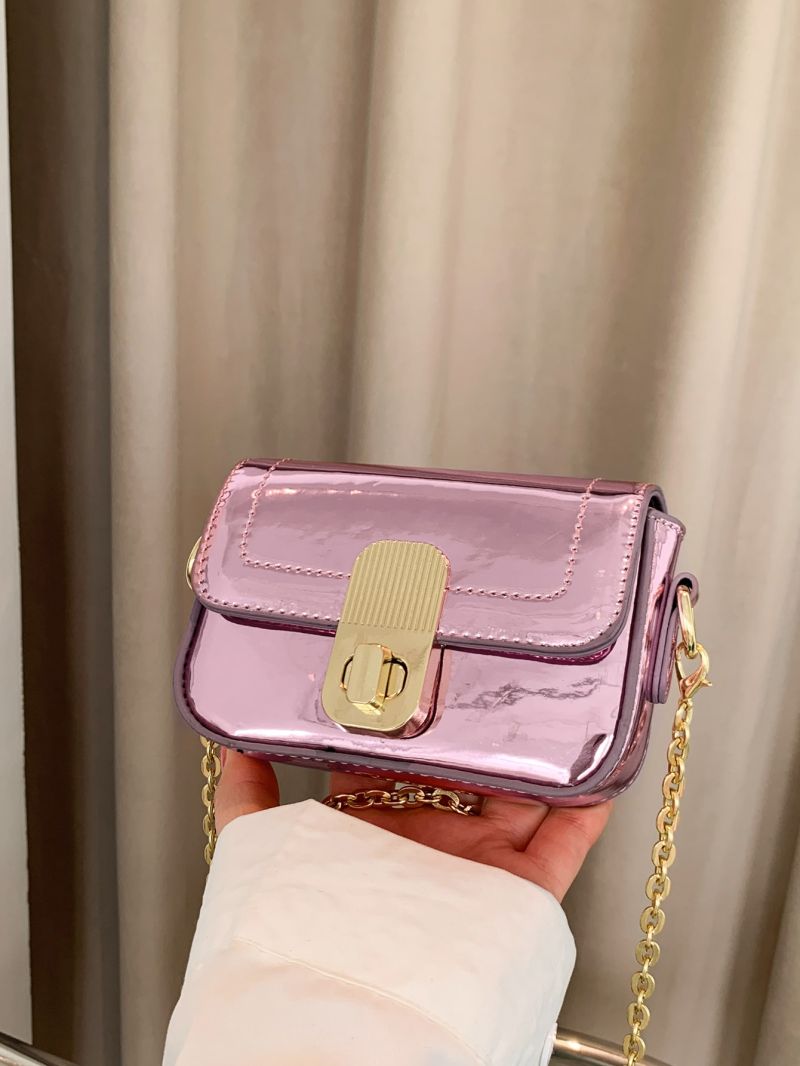 Mini Square Bag Twist Lock Chain Strap