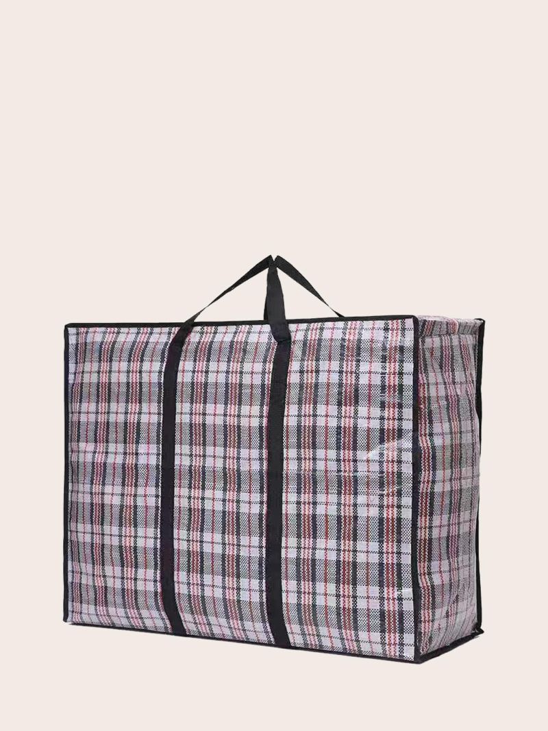 Plaid Travel Bag Oversized Contrast Binding Waterproof