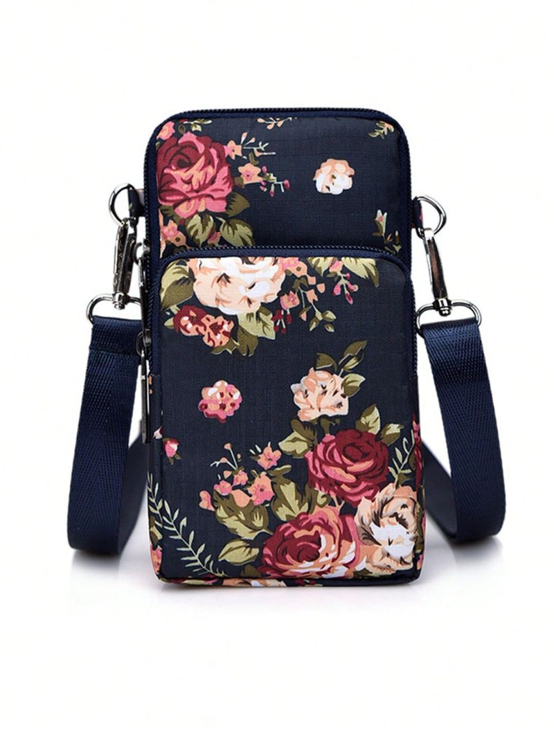 Multi-function Mobile Phone Bag Three Zipper Pockets Coin Purse Key Case Crossbody Sports Bag