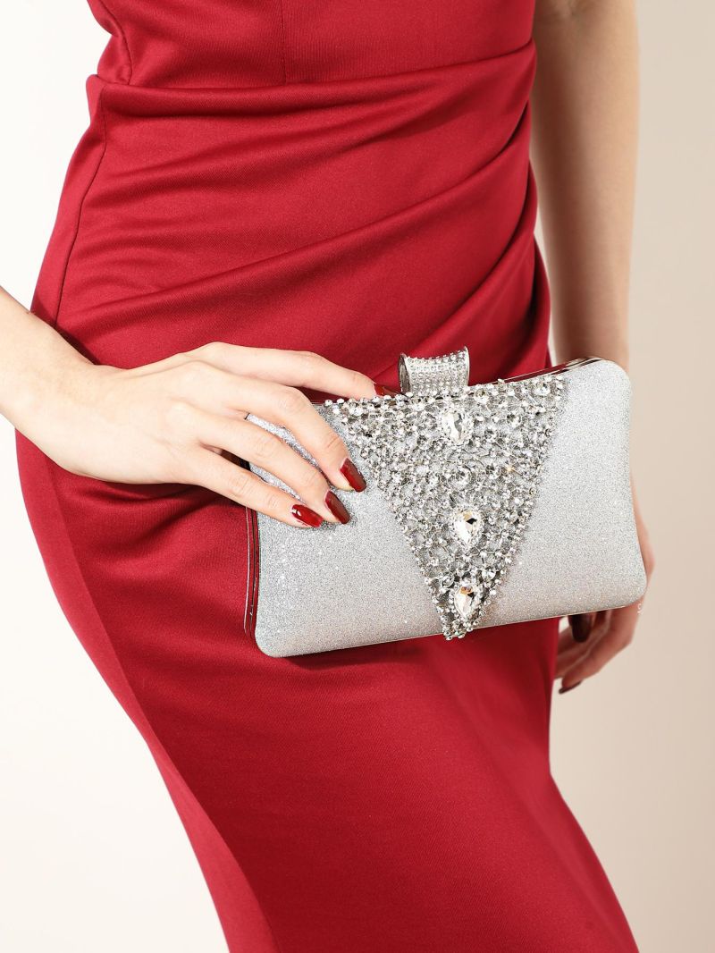 Mini Box Bag Rhinestone Decor Glitter Glamorous
