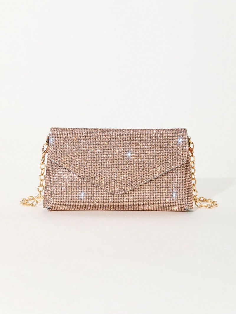 Mini Envelope Bag Rhinestone Decor Chain Strap For Prom