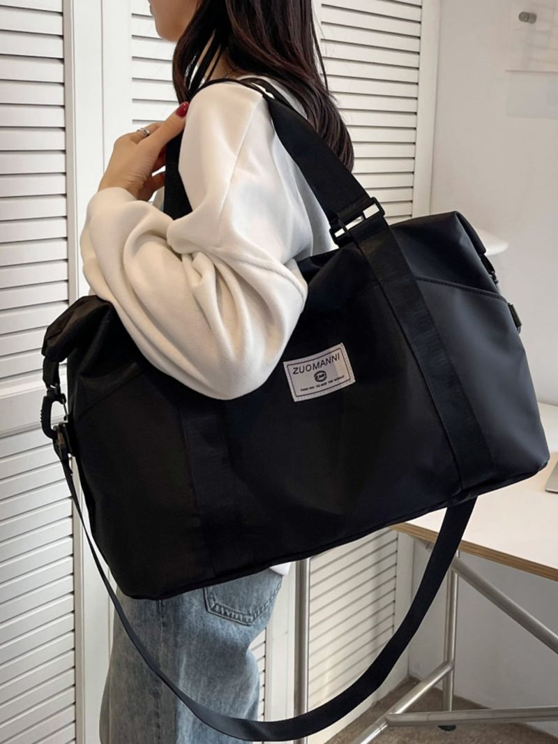 Letter Print Duffel Bag Double Handle Gym Bag For Sport & Travel