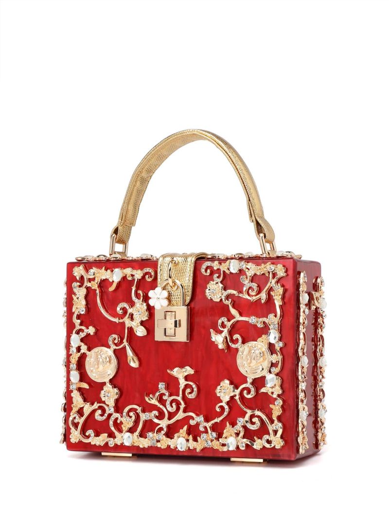 Mini Box Bag Flower Decor Twist Lock