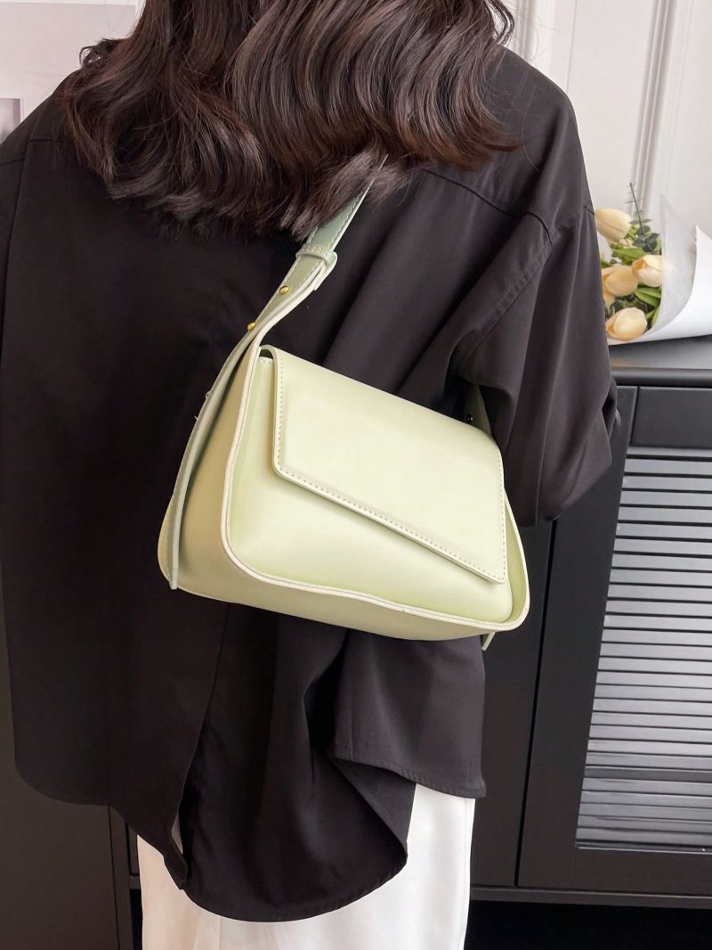 Small Shoulder Bag Solid Color Flap Design