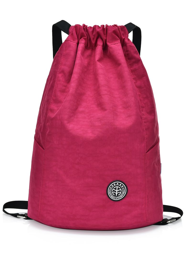 Medium Drawstring Backpack Letter Patch Decor