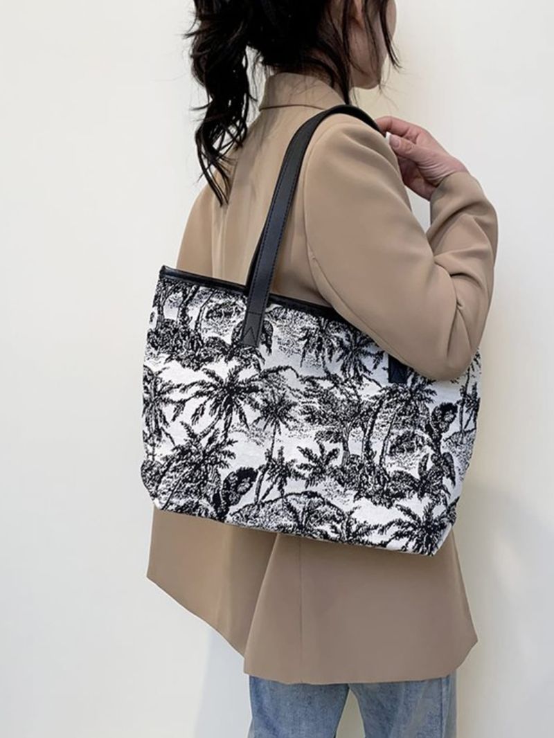 Small Shoulder Tote Bag Colorblock Double Handle For Daily