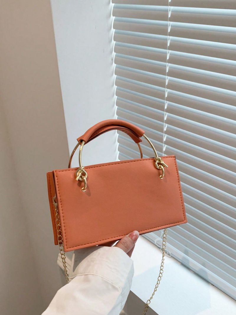 Mini Square Bag Elegant Double Handle Chain PU