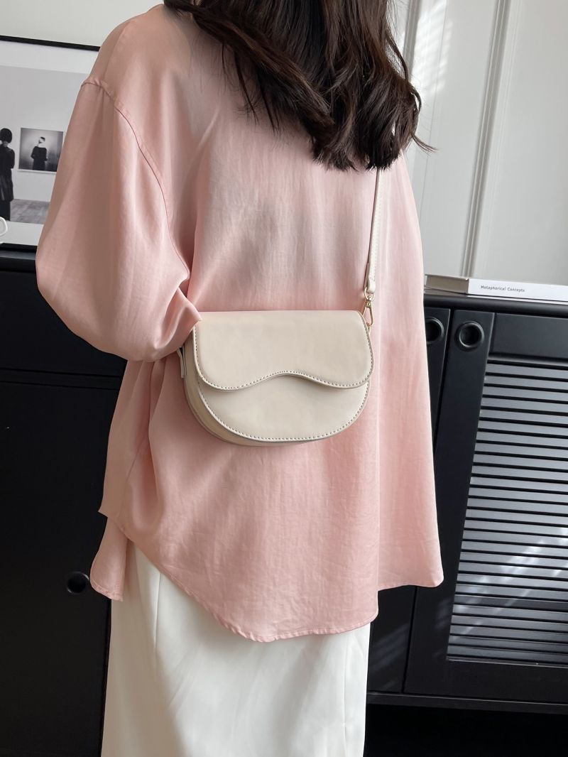 Mini Saddle Bag Elegant Brown Magnetic Flap PU