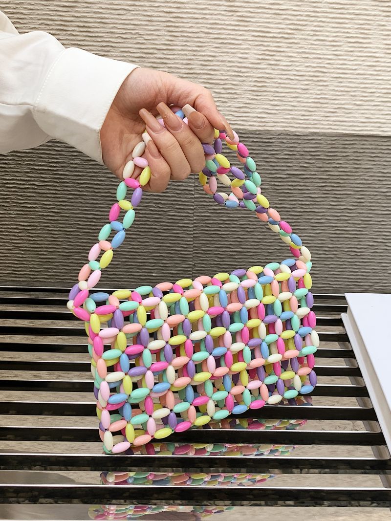 Mini Shoulder Bag Color Block Beaded