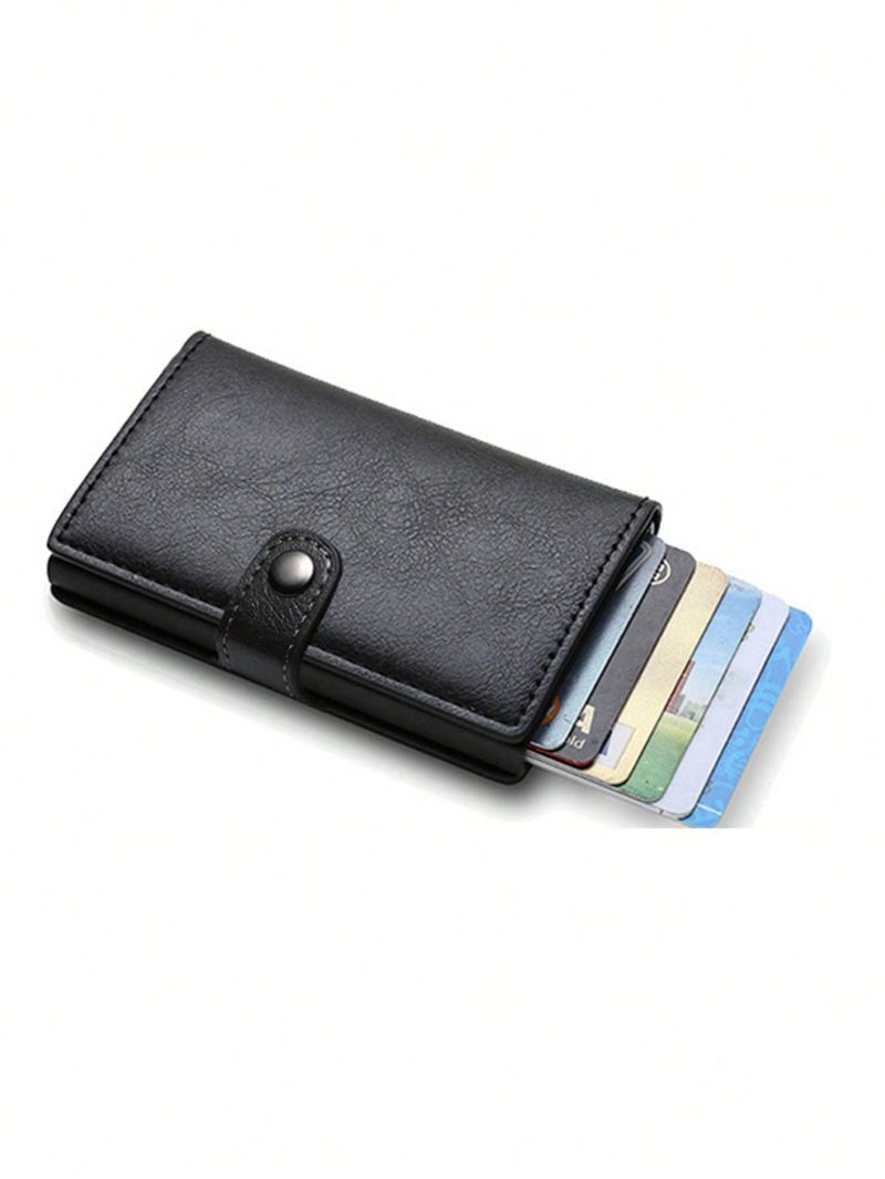 PU Card Holder RFID Buckle Brown