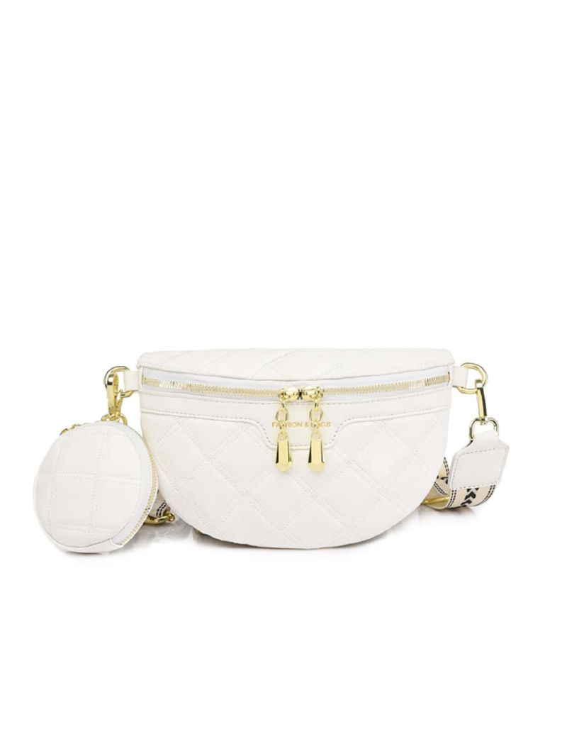 Argyle Quilted Fanny Pack With Coin Purse, Trendy Travel Crossbody Bag, Women's Pu Chest Bag