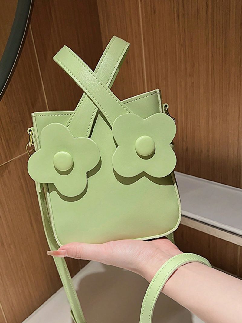 Mini Square Bag Flower Decor Double Handle