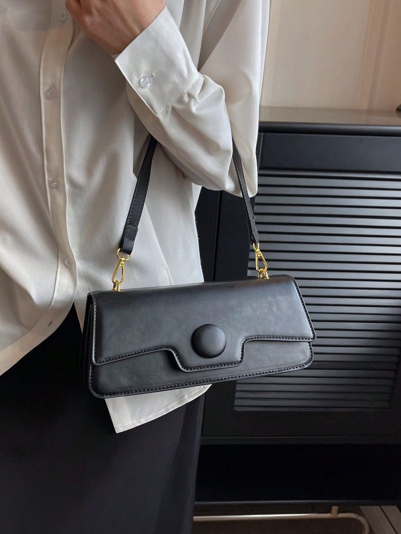 Medium Baguette Bag Solid Color Flap Design