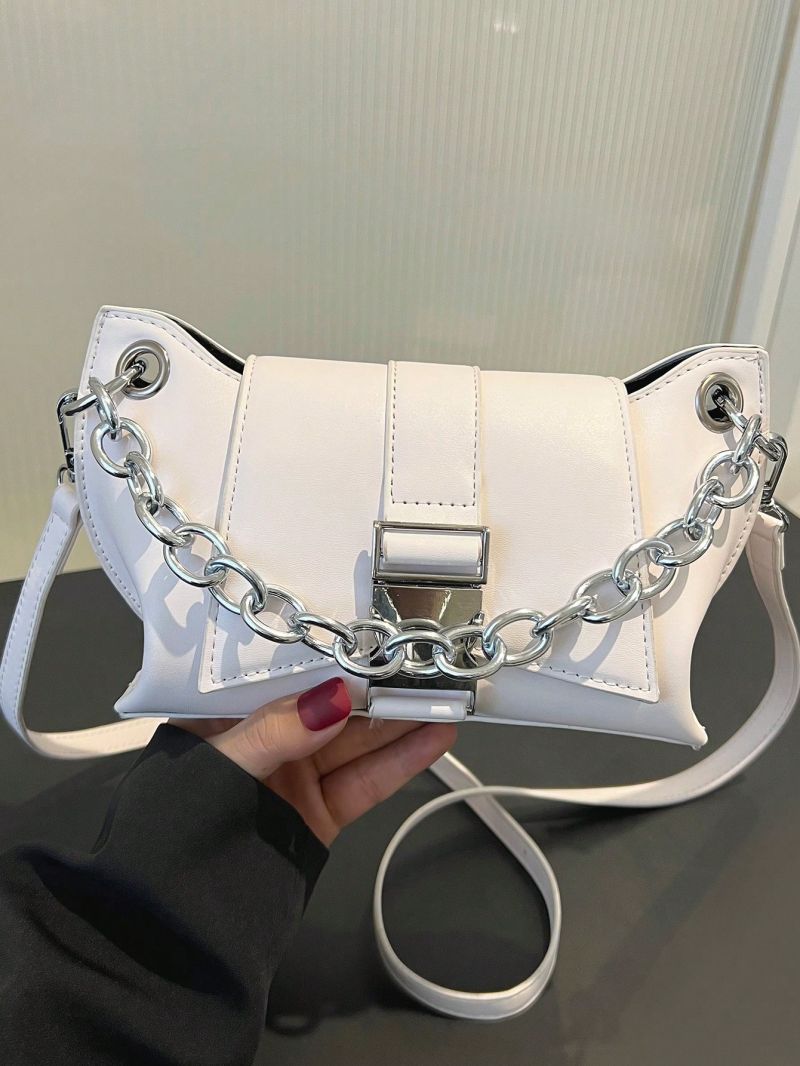 Medium Satchel Bag Release Buckle & Chain Decor