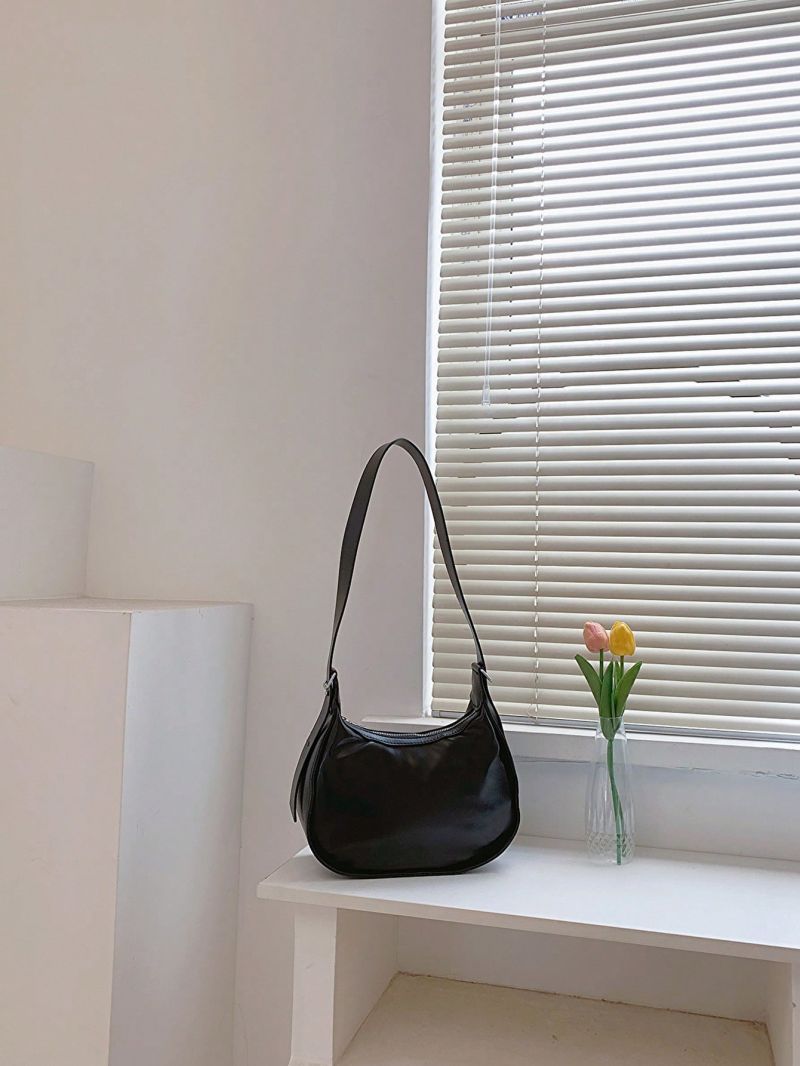 Minimalist Hobo Bag Solid Black