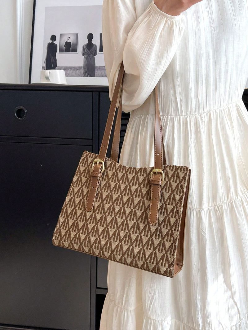 Letter Graphic Square Bag Buckle Design