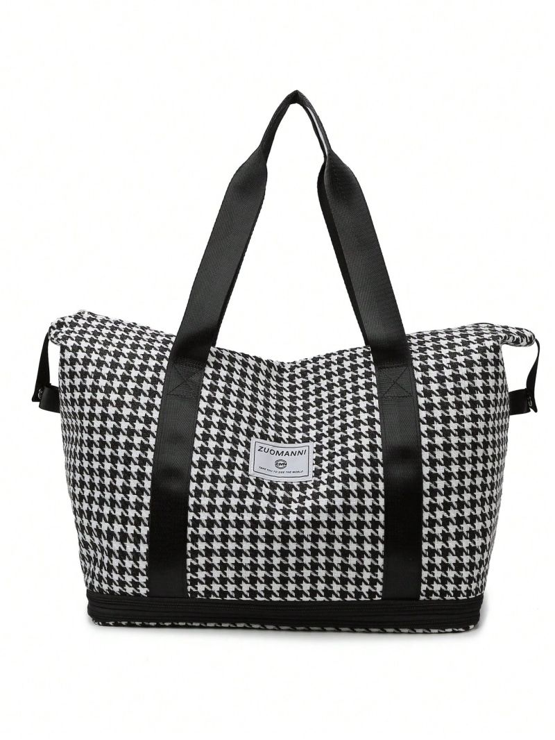 Houndstooth Pattern Duffel Bag Double Handle For Sport & Travel