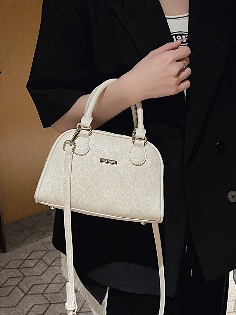 Small Dome Bag Metal Decor Litchi Embossed